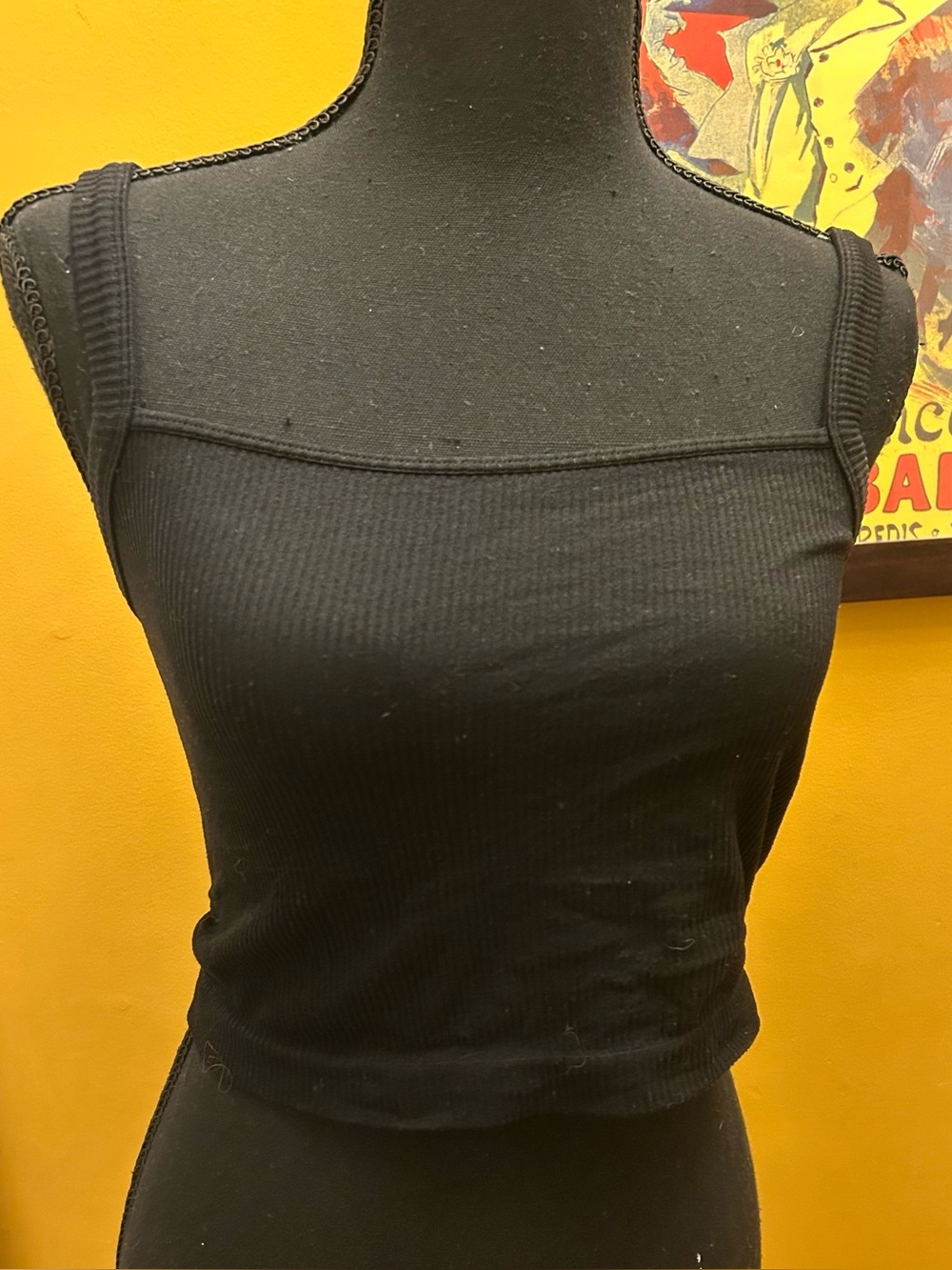 Colsie Black Crop Ribbed Tank/Bralette Size L